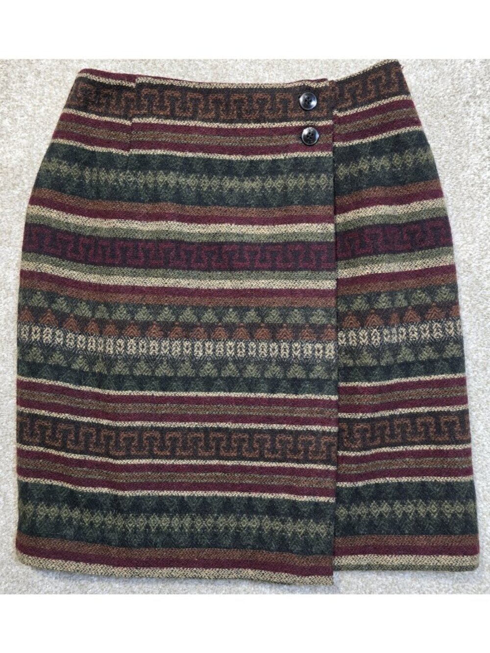 Isaac Hazan Vtg Short Wrap Lined Skirt Southwestern Wool Blend USA Made Women 6